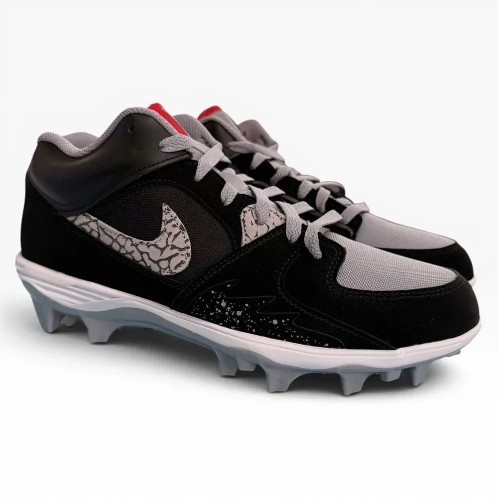 Nike Jordan Stadium 90 Low TD Black Cement Football Cleats HQ0210-060 size 11